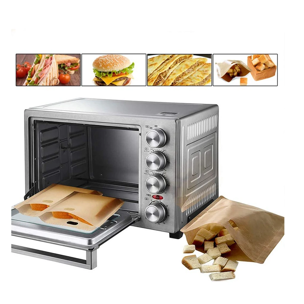 3 PC Reusable Toaster Bag Non Stick Bread Bag Sandwich Bags Fiberglass Toast Microwave Heating Pastry Tools microwave cooking bags toaster bag