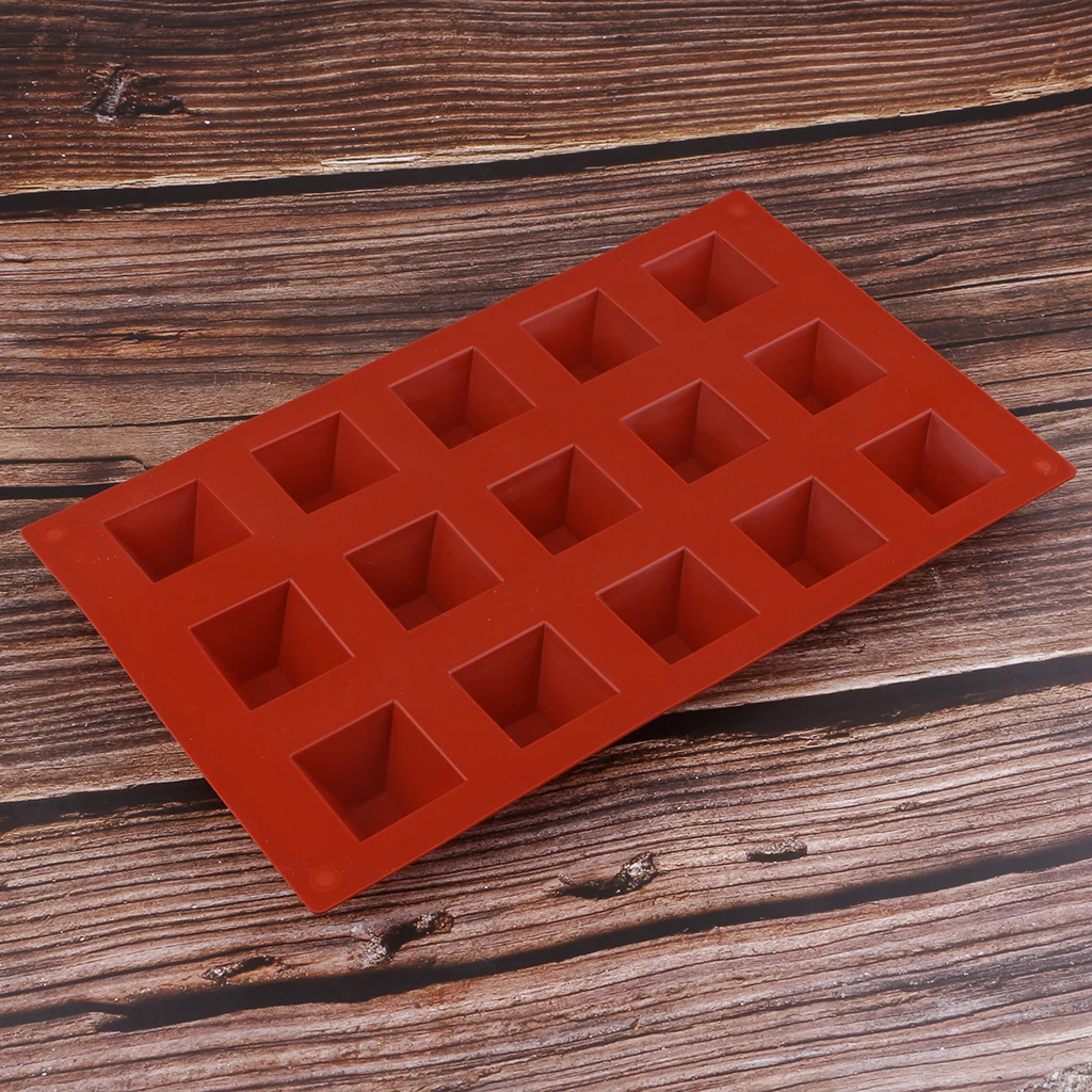15-Cavity Pyramid Silicone Fondant Mold Chocolate Baking Cake Ice Cube Tray for Soap Candle Jewelry Candy Making Accessories