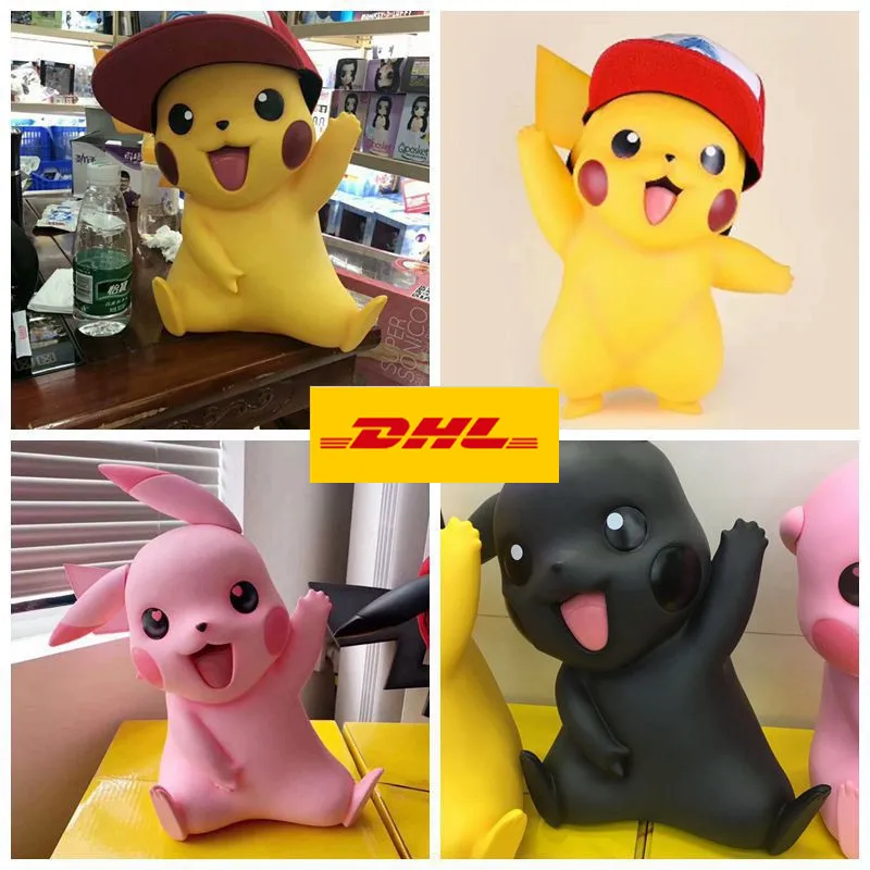 

16"Anime Simulation Animal Statue Togepi Bust Pikachu Full-Length Portrait Stance Wear A Hat PVC Action Figure Toy BOX 40CM V715