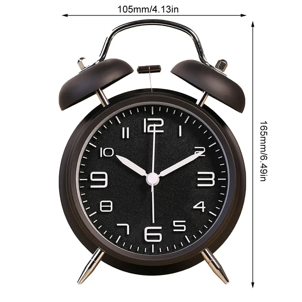4-Inch Double Bell Alarm Clock with Stereoscopic Dial Backlight Battery Operated Loud Alarm Clock(Black