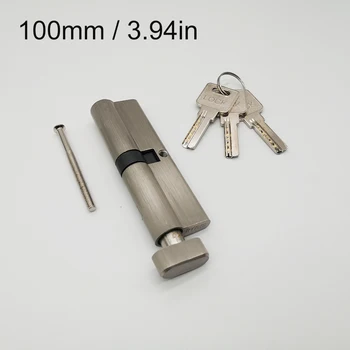

100mm Euro standard profile solid brass key cylinder 50x50 SNKT with nickel brush finish, 3pcs normal keys