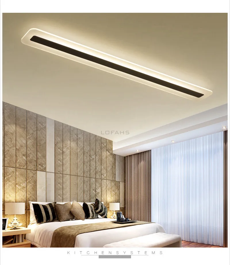 LOFAHS светодиодный потолочный светильник современный оргстекло длинная полоса потолочный светильник для спальни кухня, прихожая гостиная освещение