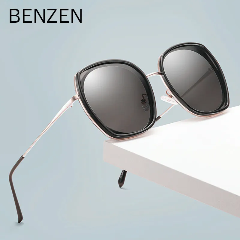 

BENZEN Polarized Women Sunglasses Vintage Alloy Frame Ladies Sun Glasses Square Luxury Oculos Lunette De Soleil Femmel 6721