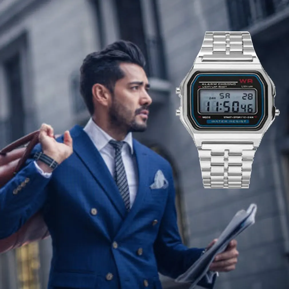 Светодиодные электронные часы Wr F91W стальной ремень A159 Harajuku стиль модные часы многофункциональные светодиодные настольные часы