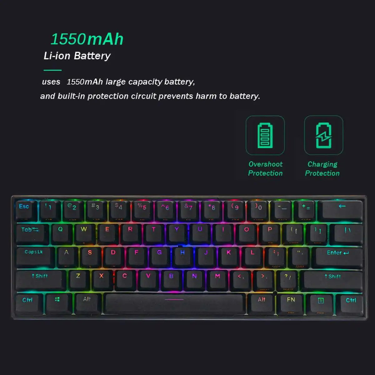 FEKER 61 клавиши 60% NKRO bluetooth 5,0 тип-c RGB Cherry MX Переключатель PBT Double Shot Keycap Механическая игровая клавиатура
