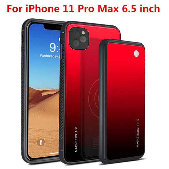 5000 мАч батарея чехол для iphone 11 Pro Max магнитное Беспроводное зарядное устройство для iphone 11 power Bank чехол-аккумулятор крышка - Цвет: 5000mAh Red