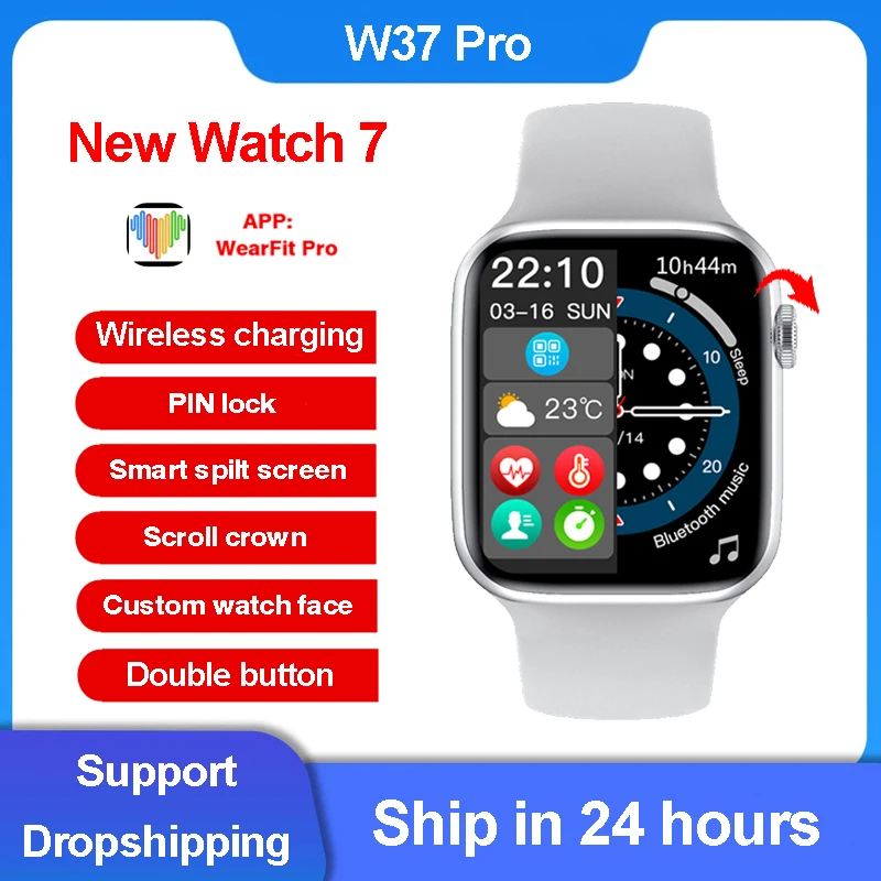 IWO W37 Pro 2021 New Smart Watch 14 Series 7 Wireless Charging Bluetooth Call Split Screen Password Lock Sports Smartwatch | Электроника
