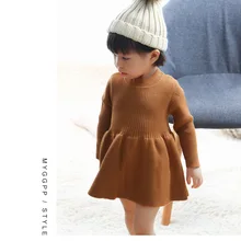 Платье для маленьких девочек; Новинка года; сезон осень-зима; теплый шерстяной вязаный свитер; вечерние и свадебные платья; одежда для маленьких девочек