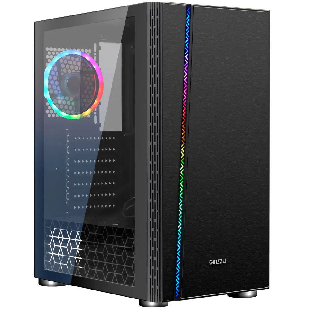 Body Ginzzu cl200 fan 12led USB3.0 window gaming computer tower itx pc car mesh case cabinet plate kit micro gamer complete System unit mining full