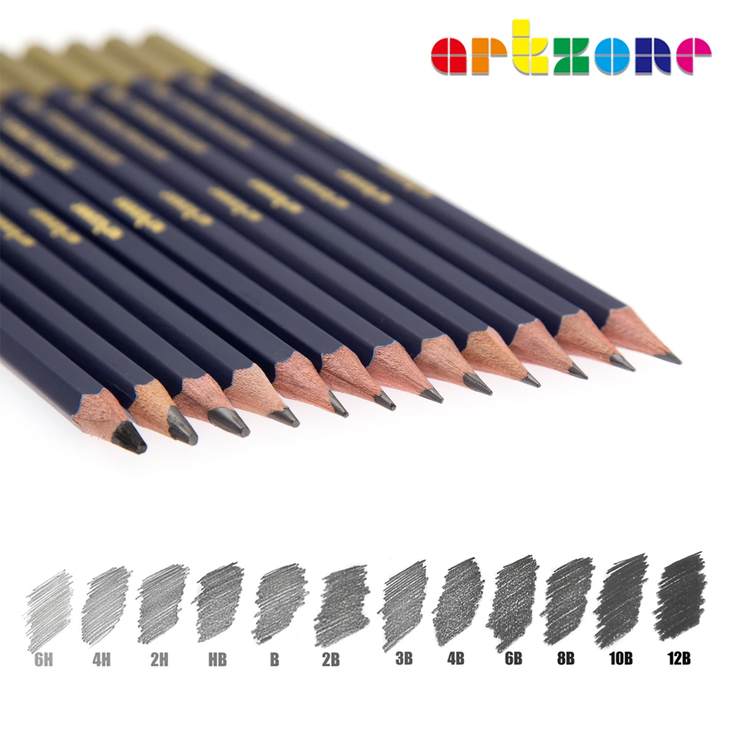 ARTZONE 12 шт./компл. профессиональные карандаши для рисования 6H-12B графитовый