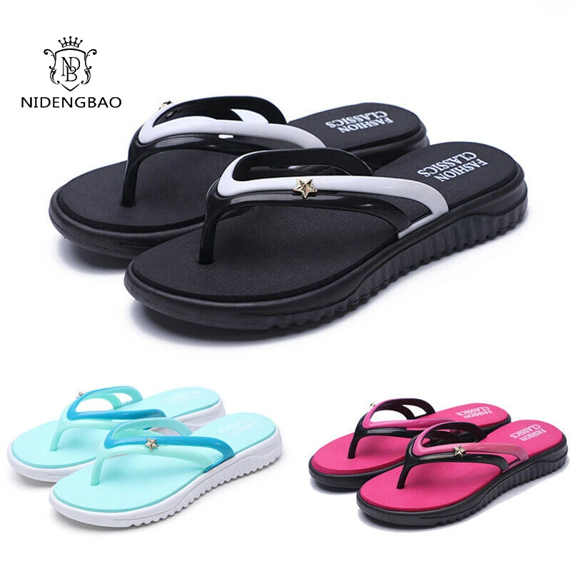 Chanclas de verano para mujer, zapatos de antideslizantes, zapatillas de ocio a la moda, chanclas de natación para caminar en interiores| Chancletas| - AliExpress