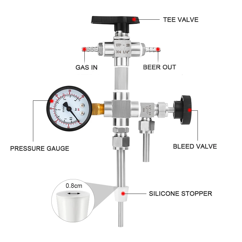 Upgraded Counter Pressure Bottle Filler with 0-60 Pressure Gauge Homebrew Beer Bottling Device Oxygen-free Contact Transfer Kit beer brewing equipment beer bottle filler fermenting glass jars
