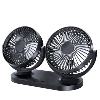 

USB Powered Dual Head Car Truck Fan 3 Speed Quiet 360 Rotatable Dashboard Cooling Fan Car Headrest Back Seat Fans Home Office