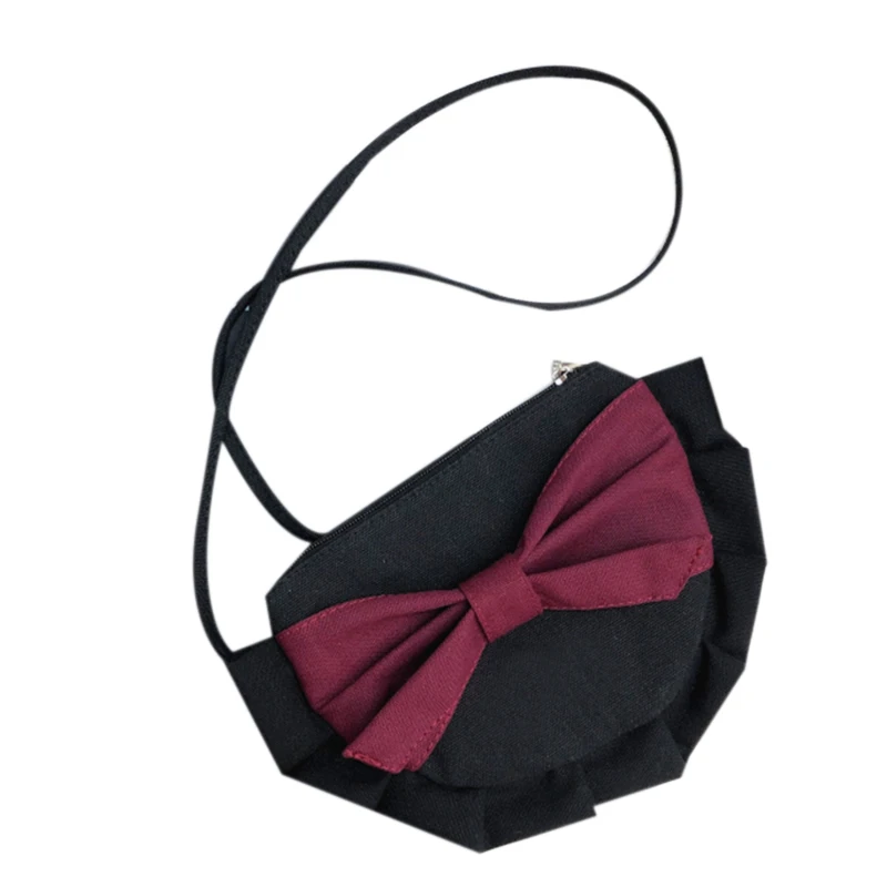 Women's Semicircular Handbag Crossbody Shoulder Bag Canvas Bow Ruffled Zipper Wallet |
