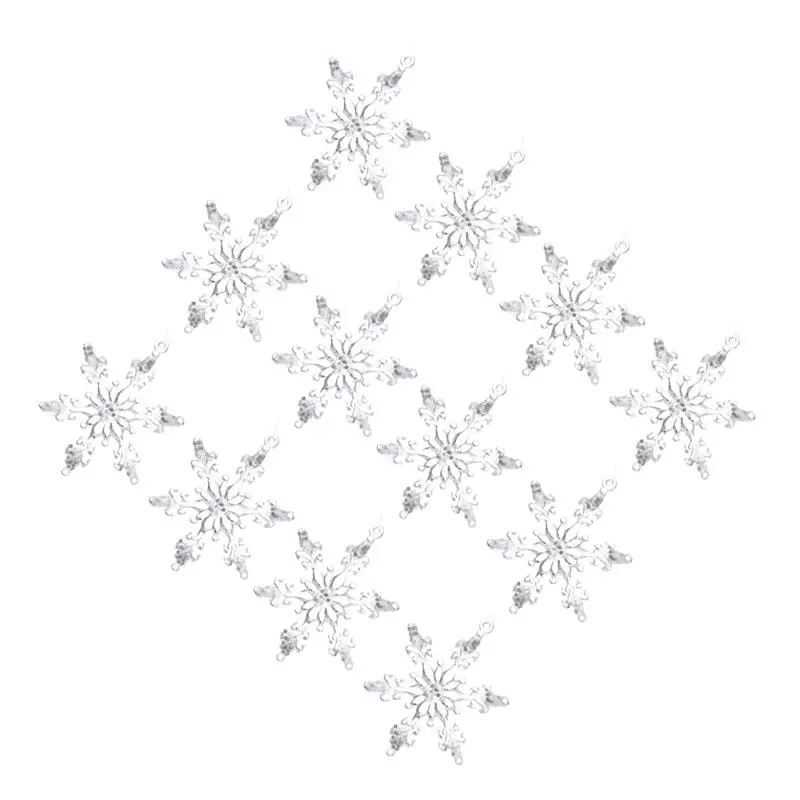 12Pcs Acrylic Pendant Snowflake Shape Pendant Hanging Pendant Home Decoration Hanging Decoration for Home Christmas Party