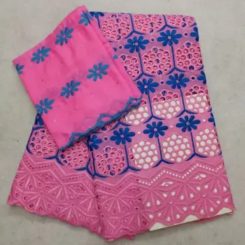 

Hot sale african swiss voile lace in switzerland 7yards nigerian AHH063 lace fabrics latest african laces 2019 cotton lace pink