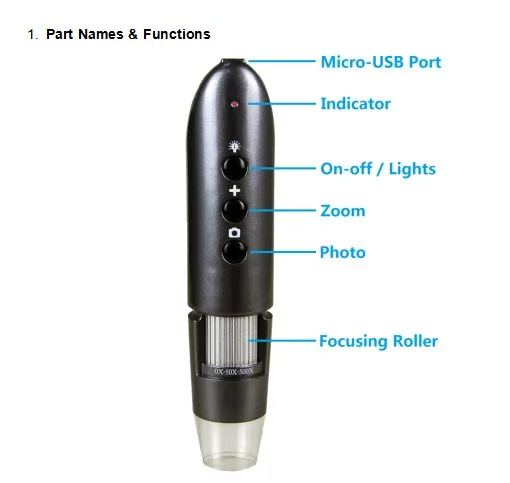 Wireless WIFI  1-200x/500x/800x/1000x/1600x  Digital Microscope Handheld Endoscope CMOS Borescope image_1