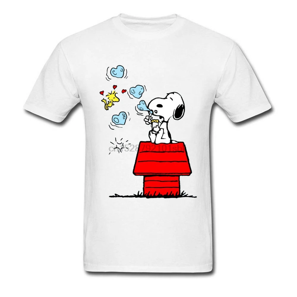 Футболки с рисунком арахис Вудсток рок-музыка Мультяшные футболки Kawaii Dog Happy