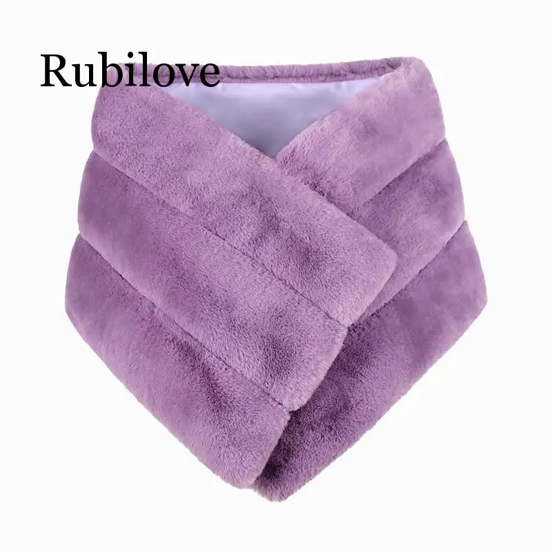 Rubilove теплое зимнее Вязание шерстяной плащ из искусственного лисьего меха кашемировый шарф шаль большие обертывания имитация лисьего меха женское пончо