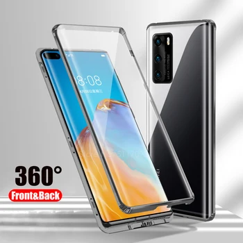 

magnetic flip case for huawei p40 pro 5G plus case 360° full protective double-side glass cover for huawei p 40 lite pro+ p40pro
