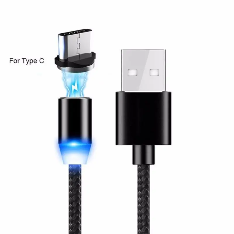 UK 3в1 360 ° Круглый Магнитный светодиодный Micro usb type C iOS 2.4A Кабель зарядного устройства для iphone 8 X samsung - Цвет: Typec