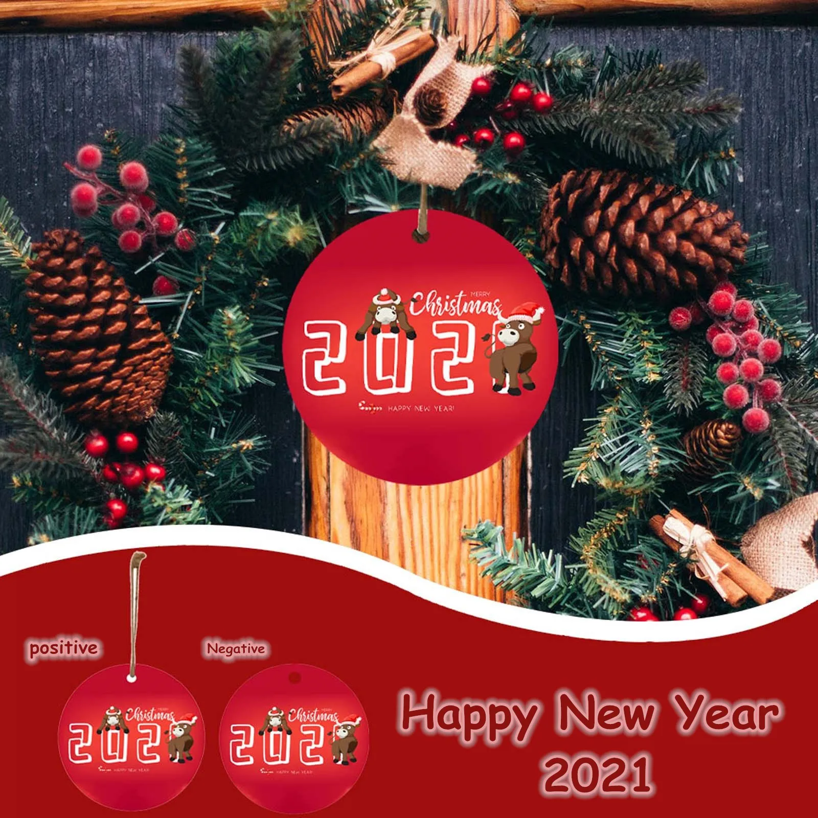 New 2021 Happy Year Christmas Decorations Fashion Unique Home Tree Pendant Cheap | Дом и сад