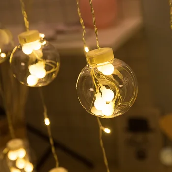 

Decorative LED Lights Bulb Balls Garland Fairy Light Curtain 220V EU Plug Wedding LED String Indoor Christmas Holiday Decoration