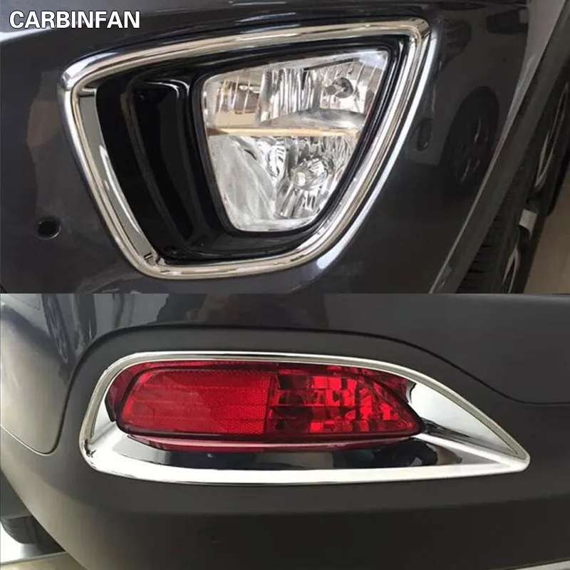 Front + Rear Fog Light Cover Trim Sticker Styling ABS Chrome Tail Lamp Frame Accessories 4PcsFor