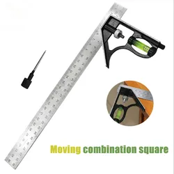 Règle ajustable précise en acier inoxydable, 1 pièce, jauge de niveau combinée, Angle carré, règle métrique, papeterie scolaire et de bureau 