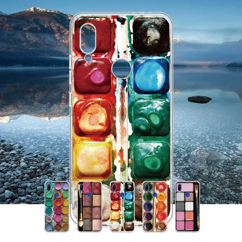 

Colorful Watercolors Set Palette For Xiaomi Mi Redmi Note 5 6 7 8 9 lite Pro Plus Soft TPU Crystal Slim Protective Clear Case