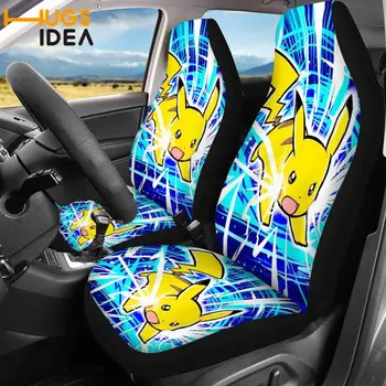 

HUGSIDEA 2pcs/set Universal Car Seat Cover Anime Pikachu Printed Auto Front Seat Protector Case Vehicle Interior Covers