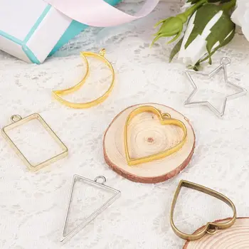 

Geometric Metal Frame Set with Measuring Cup DIY Epoxy Resin UV Crystal Drop Round Triangle Hollow Pendant Casting Mould