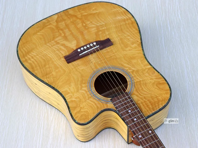 Зебра Дерево электроакустическая гитара 41 дюймов высокий глянец с бесплатной струной народная гитара ra хорошее качество