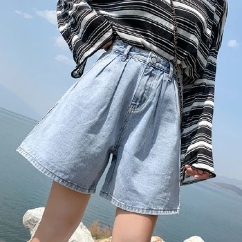 

Summer Denim Shorts Plus Size Feminino Loose Jeans Short Woman Apricot High Waisted Jean Shorts Blue Shorts Feminino Casual