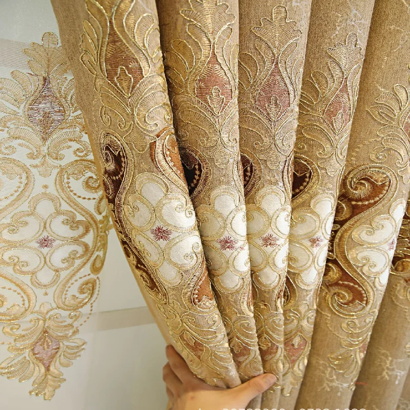 European Style Curtains for Living dining Room Bedroom Light Luxury Noble Lightning Tattoo Flower Curtain valance Customization