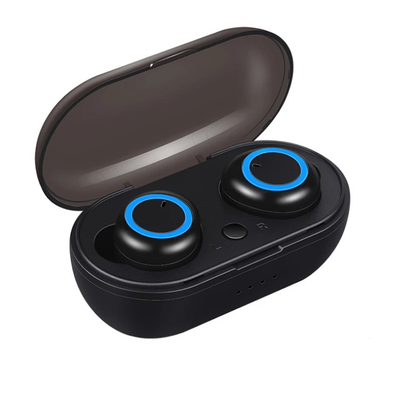 Bluetooth 5,0 HD беспроводные наушники, Спортивные Bluetooth наушники, шумоподавление, водонепроницаемые, с защитой от пота, бесплатные звонки для Android Iphone - Цвет: Blue Black