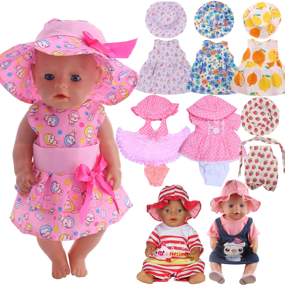 Doll clothes dress + hat for 18 inch American doll girl 43cm baby reborn accessories generation Barbies doll accessories doll clothes barbie doll clothes