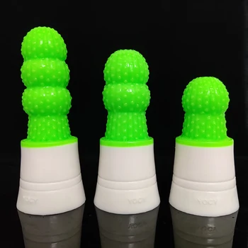 FAAK New Cactus Potted Plants shape Green Butt plug Bumpy Beads Anal Sex Toys For Women Men Ball Masturbate Sucker Anal Dildo 2