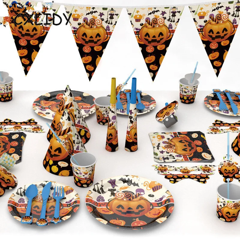 Halloween Set Big Pumpkin Head Theme Creative Party Package Decoration Desktop Arrangement Party Supplies qq231 (1)