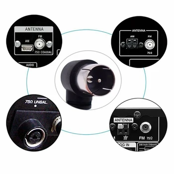 

1pc Black Antenna FM Radio Stereo Receiver Signal Connector For Ohms UNBAL 75