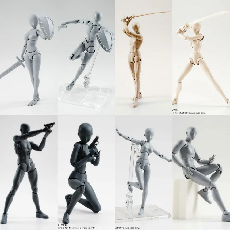 

15cm Multi-joint movable Figures BODY KUN / BODY CHAN Grey / Orange Color Ver PVC Action Figure Collectible Model Toy