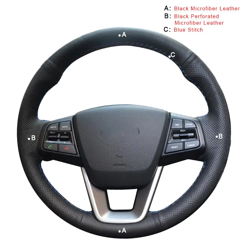 Автомобильная оплетка на руле для hyundai ix25- Creta DIY Авто покрытие для интерьера автостайлинг - Название цвета: Microfiber Leather