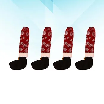 

4pcs Christmas Decorations Snowflake Santa Black Belt Chair Foot Strap (Red)