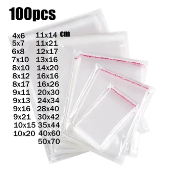 

Wholesale 100/50pcs Transparent Self-adhesive Small Cello Self Sealing Bags package Thick Clear Cellophane OPP Plastic poly Bags