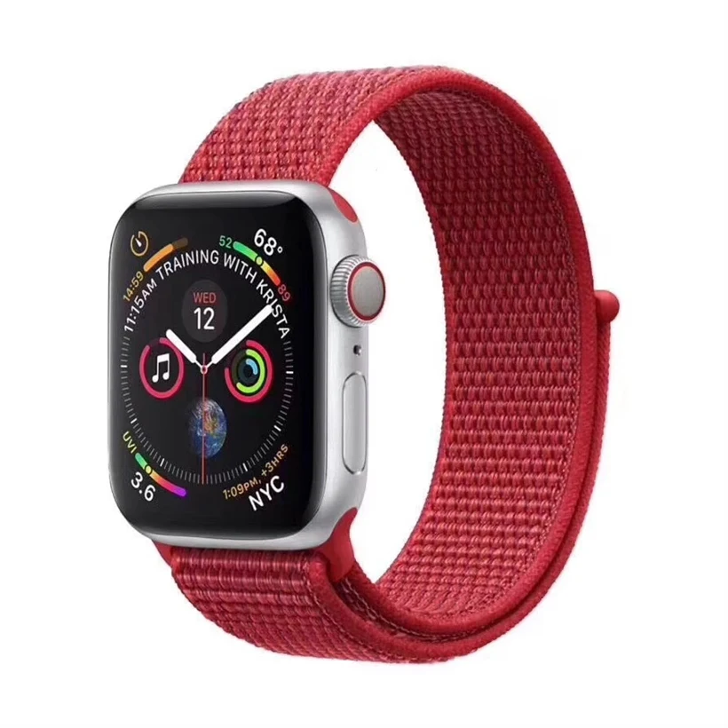 Ремешок для наручных часов Apple Watch Series 5 4 44 мм 40 мм нейлон мягкий дышащий сменный ремешок Спортивные петли для наручных часов iWatch серии 3/2/1 38 мм 42 мм - Цвет ремешка: New Red