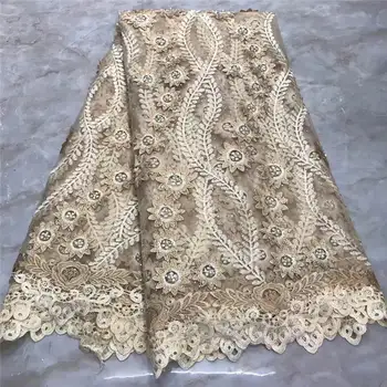 

2019 New African Lace Fabric High Quality Nigerian French With Beads Mesh Lace Fabrics 5 yards Apply to Wedding Dress Pink A1068