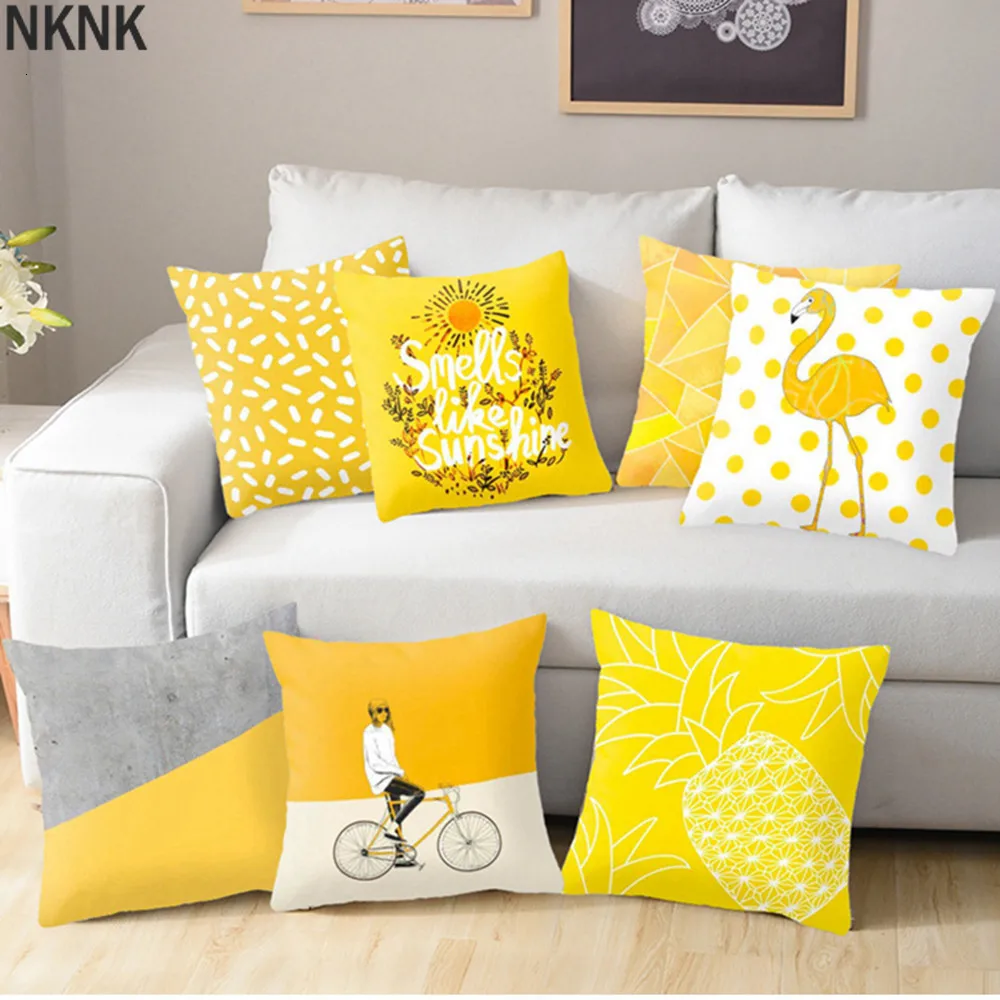 

1 Pcs Polyester Geometric Cushion Yellow Pineapple Pillow Decorative Cushion For Sofa DIY Printed Pillow Seat Chair Cushion