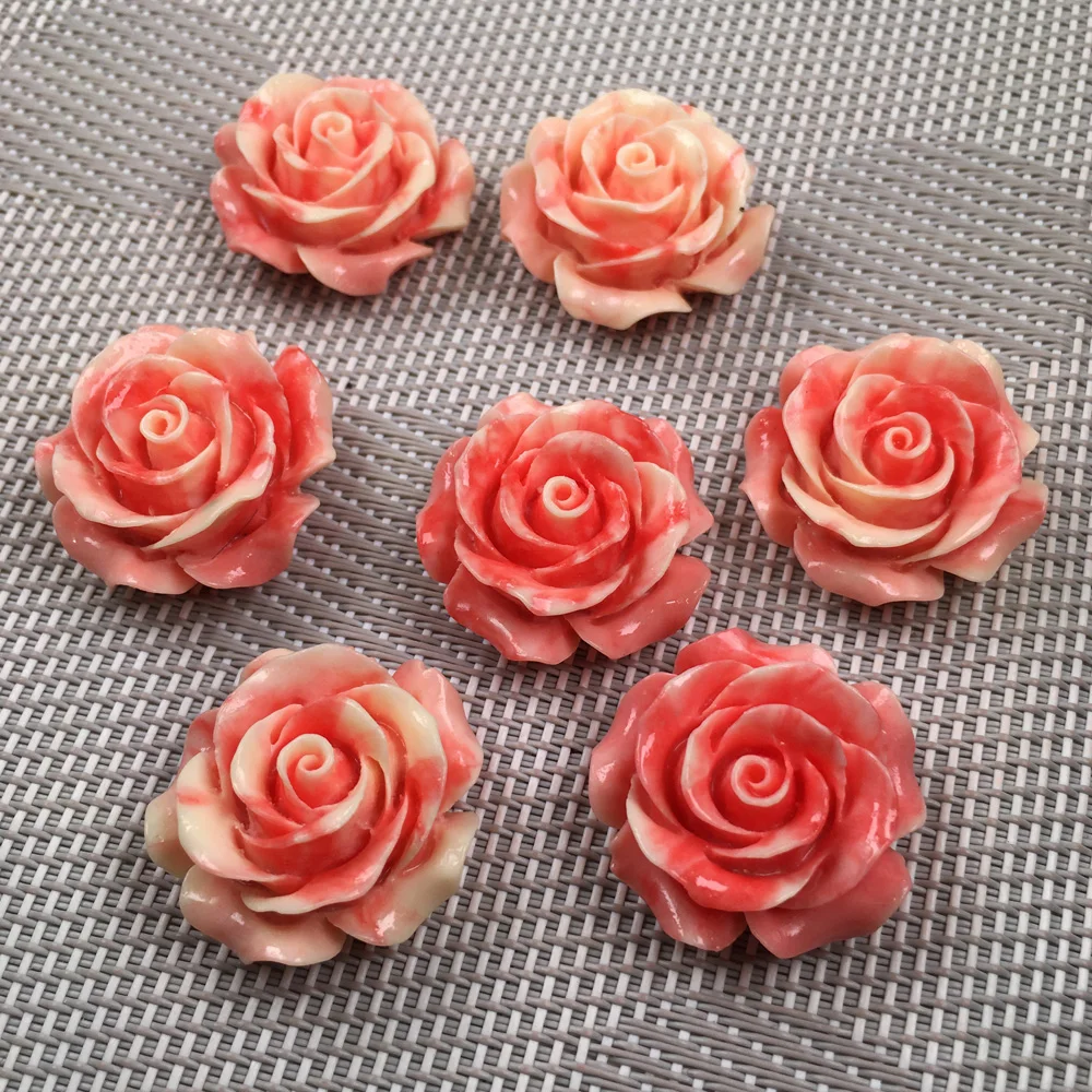 天然 珊瑚 サンゴ ルース 花 バラ？ （合成サンゴ彫刻花の形パンチ 
