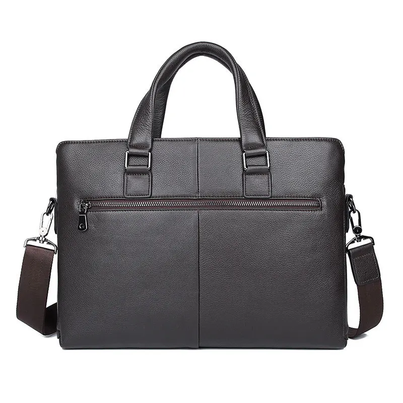 Nesitu New Black Chocolate Blue Genuine Leather 14'' Laptop Office Men's Briefcase Business Messenger Bags A4 Portfolio M7410