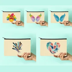 Feather Series Pattern Cosmetic Bags Women Travel Storage Bag WashOrganize Portable Makeup Bag Pouch Canvas Pencil Cases Makeup